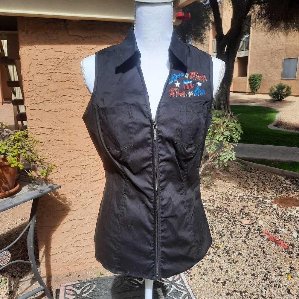 Harley Davison Black Sleeveless Tops
